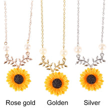 Load image into Gallery viewer, Delicate Sunflower Pendant Necklace Women Creative Imitation Pearls Jewelry Necklace