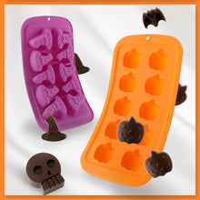 Load image into Gallery viewer, Halloween Cartoon Baking Set Chocolate Mold, Skull Shape, Pumpkin Head Shape, Wizard Hat Shape, Bat Shape