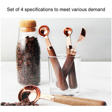 Load image into Gallery viewer, Walnut Handle Copper-Plated Kitchen Baking Tools Bartender Scale Measuring Set, 4 PCS / Set Measuring Spoon, 4 PCS / Set Measuring Cup