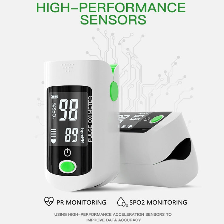 X1805 Oxygen Saturation Detector Medical Monitoring Heart Rate Finger Clip Oximeter, Green, Black, Blue