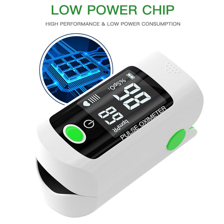 X1805 Oxygen Saturation Detector Medical Monitoring Heart Rate Finger Clip Oximeter, Green, Black, Blue