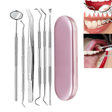 Load image into Gallery viewer, Stainless Steel Dental Tools Dental Care Tartar Tool Dentist Tool Set, 3 in 1 Silver Box, 5 in 1 Silver Box, 6 in 1 Silver Box, 6 in 1 Pink Box, 6 in 1 Black Box, 5 in 1 Steel Side Leather Case