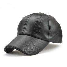 Load image into Gallery viewer, Jamont 9553 PU Leather Autumn and Winter Baseball Cap Embossed Outdoor Peaked Cap, Black, Light Coffee, Dark Coffee