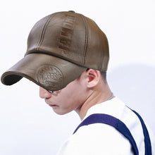 Load image into Gallery viewer, Jamont 9553 PU Leather Autumn and Winter Baseball Cap Embossed Outdoor Peaked Cap, Black, Light Coffee, Dark Coffee
