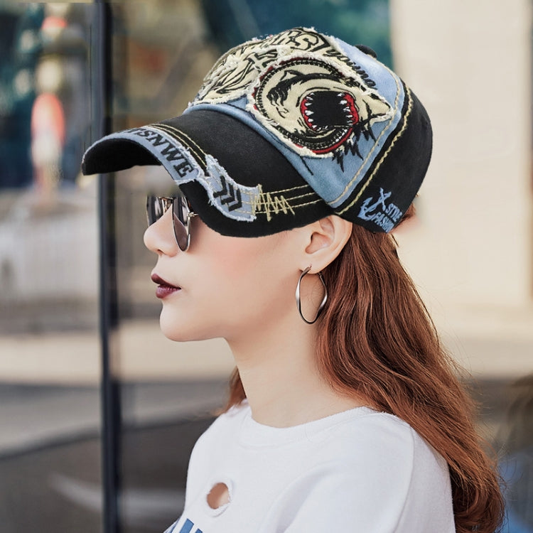 13948 Shark Pattern Washable Baseball Cap Spring and Autumn Sun Hat
