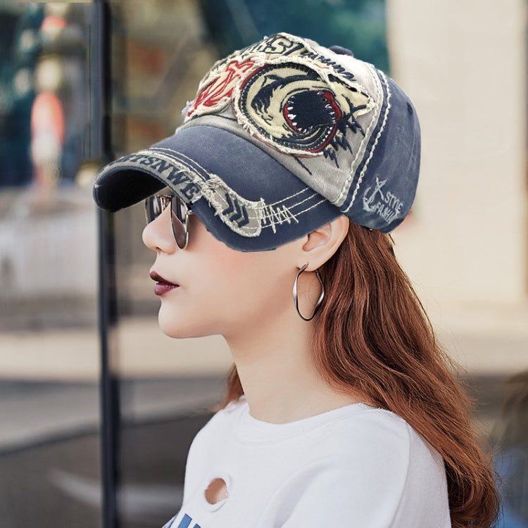 13948 Shark Pattern Washable Baseball Cap Spring and Autumn Sun Hat