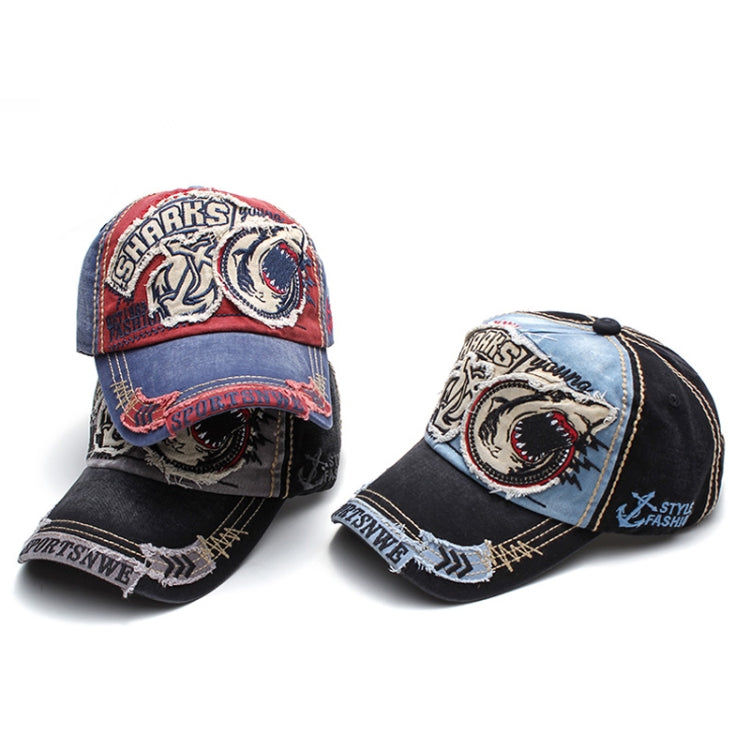 13948 Shark Pattern Washable Baseball Cap Spring and Autumn Sun Hat