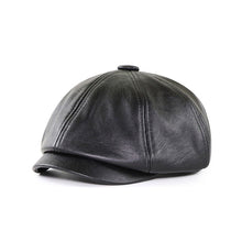 Load image into Gallery viewer, 15382 PU Leather Octagonal Hat Winter Outdoor Warm Cap Retro Beret