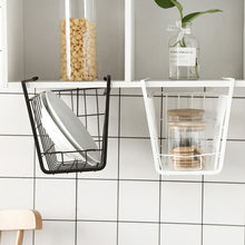 Load image into Gallery viewer, Closet Storage Rack Under The Partition Hanging Basket Storage Basket, Black, White