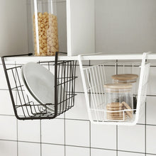 Load image into Gallery viewer, Closet Storage Rack Under The Partition Hanging Basket Storage Basket, Black, White