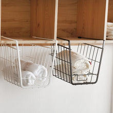 Load image into Gallery viewer, Closet Storage Rack Under The Partition Hanging Basket Storage Basket, Black, White