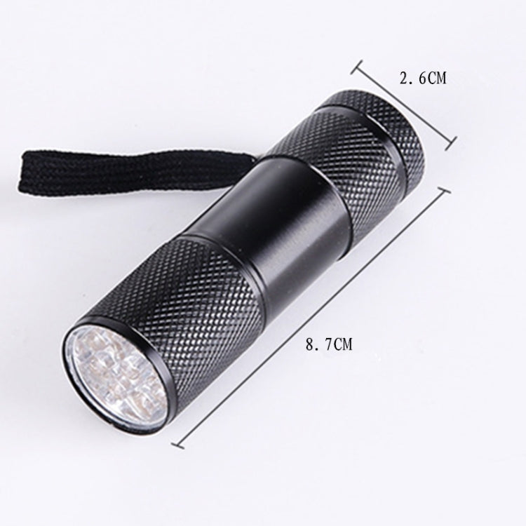 9 LEDs 395NM Mini UV Flashlight Fluorescent Agent Detection Pen Security Light