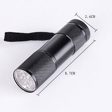 Load image into Gallery viewer, 9 LEDs 395NM Mini UV Flashlight Fluorescent Agent Detection Pen Security Light
