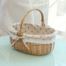 Load image into Gallery viewer, Hand-woven Picnic Basket Sackcloth Rattan Storage Basket, Small, Large