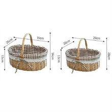 Load image into Gallery viewer, Hand-woven Picnic Basket Sackcloth Rattan Storage Basket, Small, Large