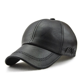 Outdoor Leisure Baseball Hat PU Leather Warm Peaked Cap