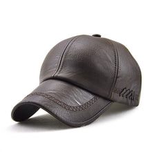 Load image into Gallery viewer, Outdoor Leisure Baseball Hat PU Leather Warm Peaked Cap
