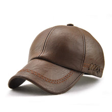 Load image into Gallery viewer, Outdoor Leisure Baseball Hat PU Leather Warm Peaked Cap