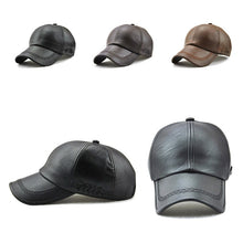 Load image into Gallery viewer, Outdoor Leisure Baseball Hat PU Leather Warm Peaked Cap