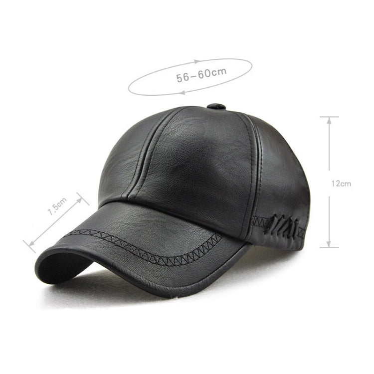 Outdoor Leisure Baseball Hat PU Leather Warm Peaked Cap