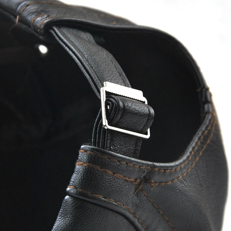 12968 Perforated Strap Design Outdoor All-Match PU Leather Peaked Cap Berets