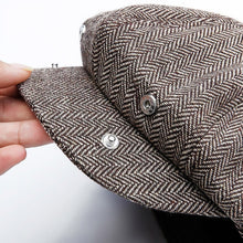 Load image into Gallery viewer, 14128 Stripe Snap Design Beret Autumn And Winter Retro Wild Octagonal Hat