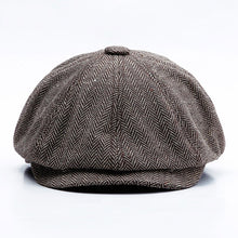 Load image into Gallery viewer, 14128 Stripe Snap Design Beret Autumn And Winter Retro Wild Octagonal Hat