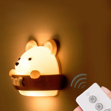 Load image into Gallery viewer, Bear Remote Control Night Light Bedside Eye Protection Wall Lamp with 3 Light Modes, CN Plug, Rechargeable