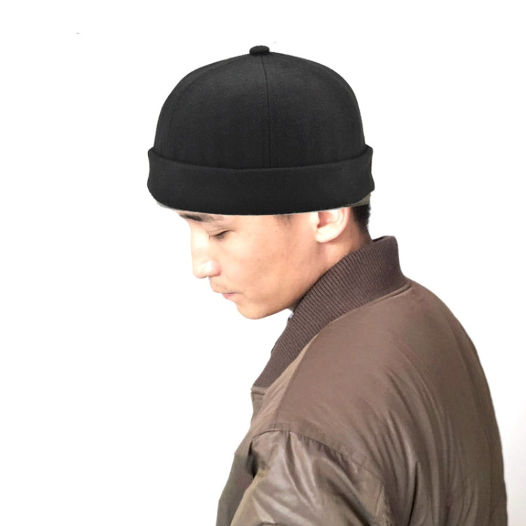 G12788 Iron Mark Street Melon Skullcap Retro Flanged Landlord Hat without Eaves