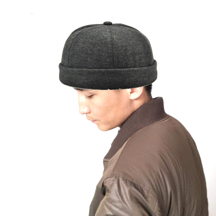 G12788 Iron Mark Street Melon Skullcap Retro Flanged Landlord Hat without Eaves