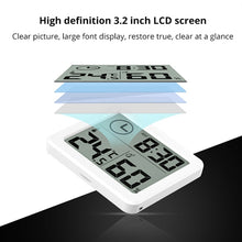 Load image into Gallery viewer, Multifunction Automatic Electronic Temperature and Humidity Monitor Clock with 3.2 inch Large LCD Screen, Automatic Monitor