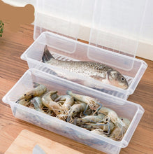 Load image into Gallery viewer, Kitchen Refrigerator Drainable Fresh-Keeping Box Food Plastic Sealed Freezer Storage Box Fish Fresh Box, 27x20x5.5cm, 27x11x6cm