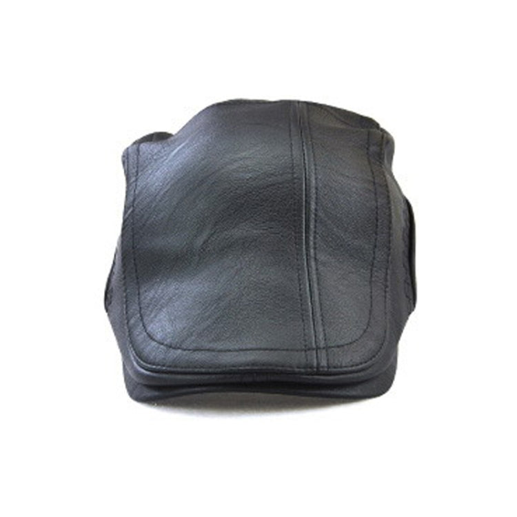 12982 Autumn and Winter Adjustable PU Leather Perforated Peaked Cap