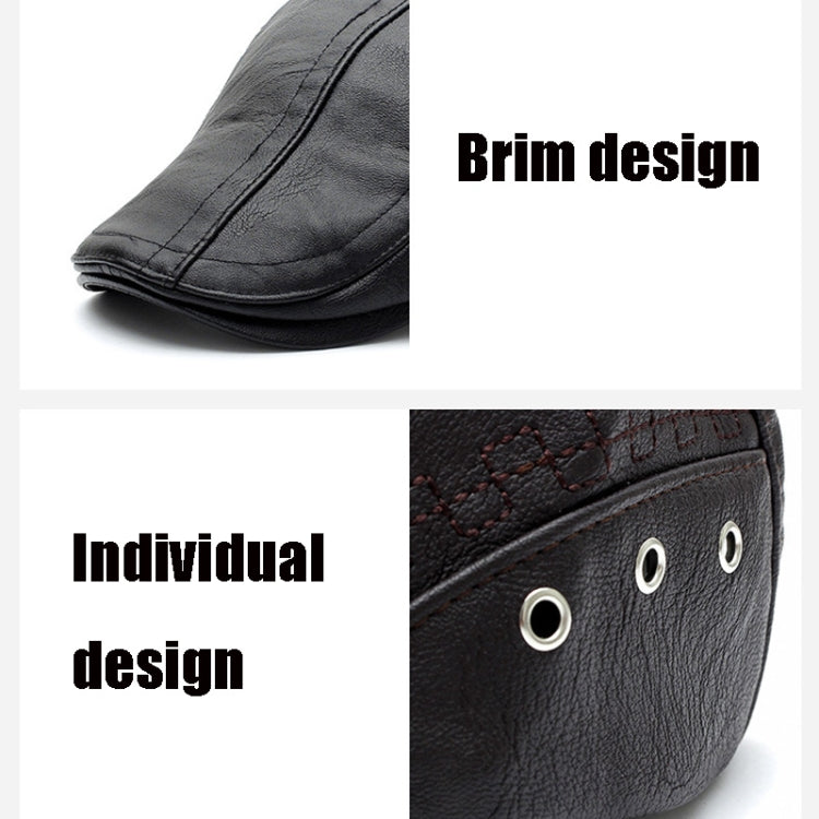 12982 Autumn and Winter Adjustable PU Leather Perforated Peaked Cap