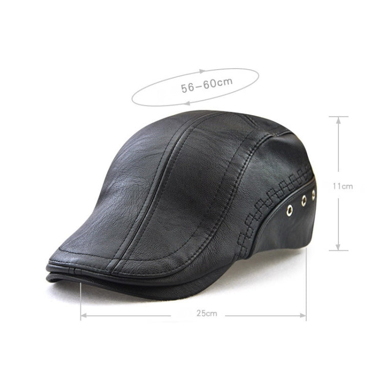 12982 Autumn and Winter Adjustable PU Leather Perforated Peaked Cap