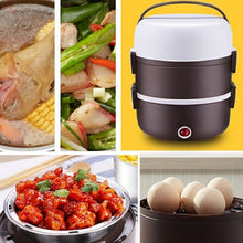 Load image into Gallery viewer, LINGRUI Multi-Function Electric Lunch Box Electric Heating Insulation Cooking Mini Rice Cooker, CN Plug, Double Layer, Three Layer