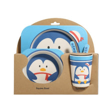 Load image into Gallery viewer, Baby Dish Tableware Set Cartoon Fork Feeding Dishes for Kids Utensils Natural Bamboo Fiber Bowl With Cup Spoon Plate