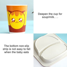 Load image into Gallery viewer, Baby Dish Tableware Set Cartoon Fork Feeding Dishes for Kids Utensils Natural Bamboo Fiber Bowl With Cup Spoon Plate
