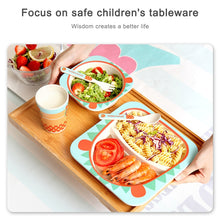Load image into Gallery viewer, Baby Dish Tableware Set Cartoon Fork Feeding Dishes for Kids Utensils Natural Bamboo Fiber Bowl With Cup Spoon Plate