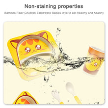 Load image into Gallery viewer, Baby Dish Tableware Set Cartoon Fork Feeding Dishes for Kids Utensils Natural Bamboo Fiber Bowl With Cup Spoon Plate