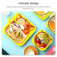 Load image into Gallery viewer, Baby Dish Tableware Set Cartoon Fork Feeding Dishes for Kids Utensils Natural Bamboo Fiber Bowl With Cup Spoon Plate
