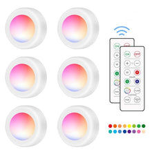 Load image into Gallery viewer, 6 PCS / Set 16 Color RGB LED Night Light Strobe Atmosphere Pat Light Remote Control Cabinet Light with 2 Remote Control