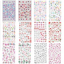 Load image into Gallery viewer, 10pcs 3D Adhesive Butterfly Retro Rose Color Nail Art Sticker
