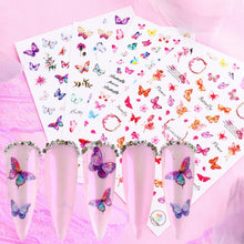 Load image into Gallery viewer, 10pcs 3D Adhesive Butterfly Retro Rose Color Nail Art Sticker