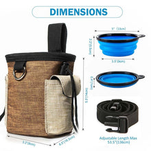 Load image into Gallery viewer, Outdoor Pet Training Bag Dog Training Pockets Pet Snack Storage Bag Pockets, Brown Waist Bag, Brown Waist Bag+Folding Bowl