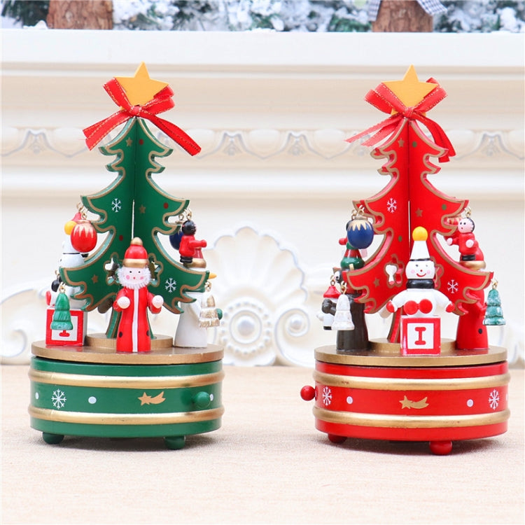 Christmas Decorations Christmas Tree Wooden Rotating Music Box