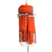 Load image into Gallery viewer, Autumn &amp; Winter Polyester Ladies Warmth Thickened Fringed Fine Grid Scarf