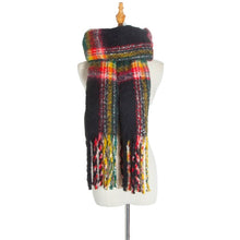 Load image into Gallery viewer, Autumn &amp; Winter Polyester Ladies Warmth Thickened Fringed Fine Grid Scarf