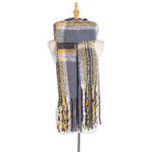Load image into Gallery viewer, Autumn &amp; Winter Polyester Ladies Warmth Thickened Fringed Fine Grid Scarf