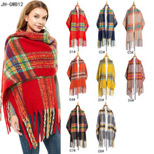 Load image into Gallery viewer, Autumn &amp; Winter Polyester Ladies Warmth Thickened Fringed Fine Grid Scarf
